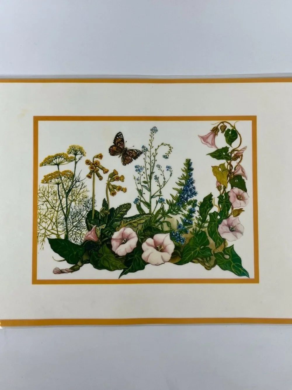 VTG Spring Floral Placemats Set of 6 Wild Flowers Butterfly Cottagecore 16x11.5”